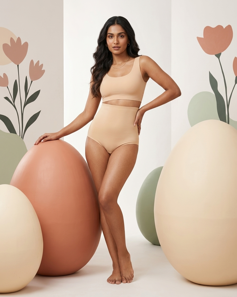 CreamFab High-Waist Tummy Control Shaping Panty – Beige