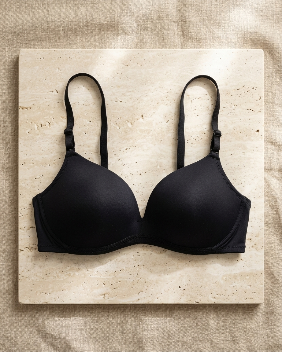 CreamFab Lightly Padded T-Shirt Bra for Women – Black