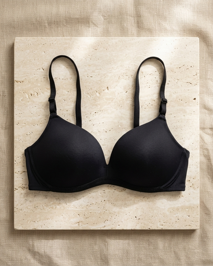 CreamFab Lightly Padded T-Shirt Bra for Women – Black