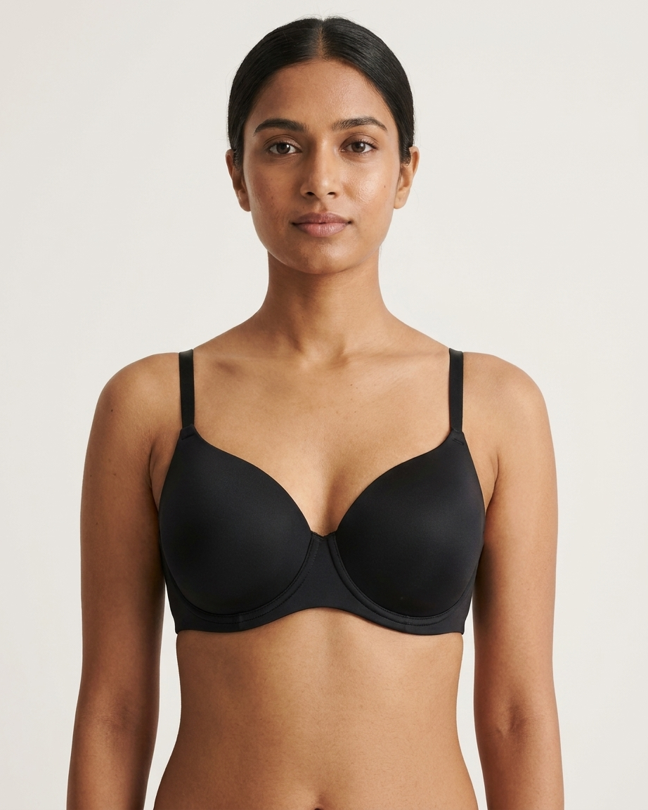 CreamFab Lightly Padded T-Shirt Bra for Women – Black