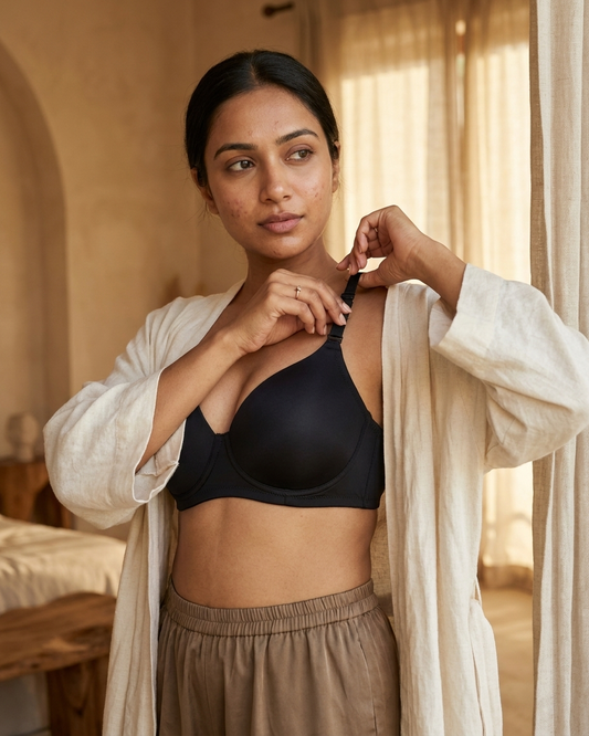 CreamFab Lightly Padded T-Shirt Bra for Women – Black